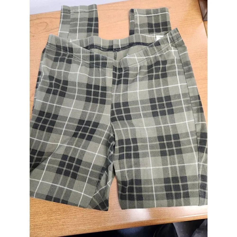 Torrid 1 Womens GREEN plaid Leggings Pull On Elastic Waist